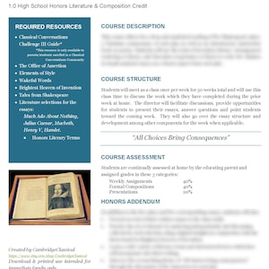 Challenge III Credit Summary & Course Syllabi