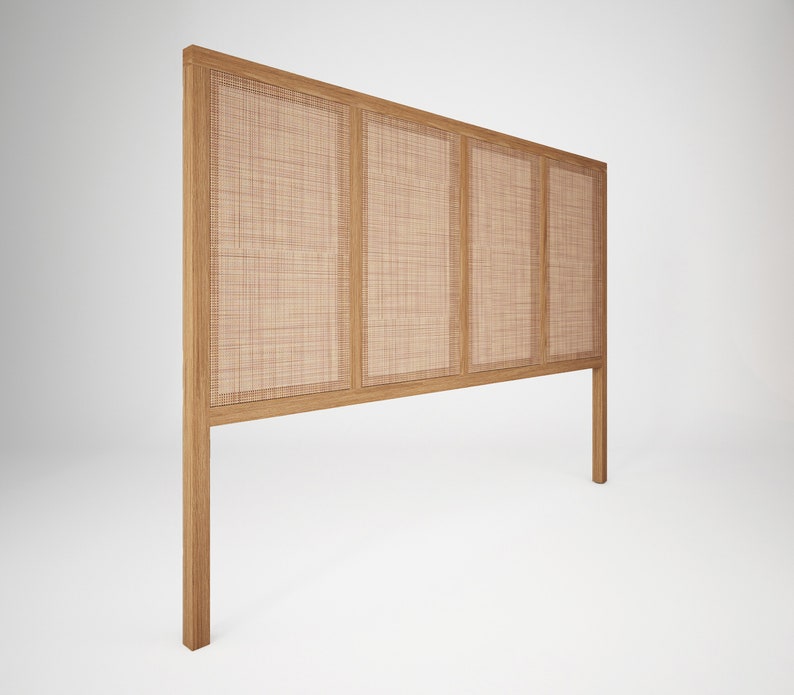Headboard / Bedhead solid oak wood and rattan Etsy