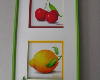 Wall frame: "lemon and cherries" for cooking