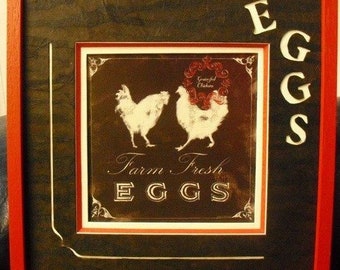 Wall frame around an illustration with chickens and eggs