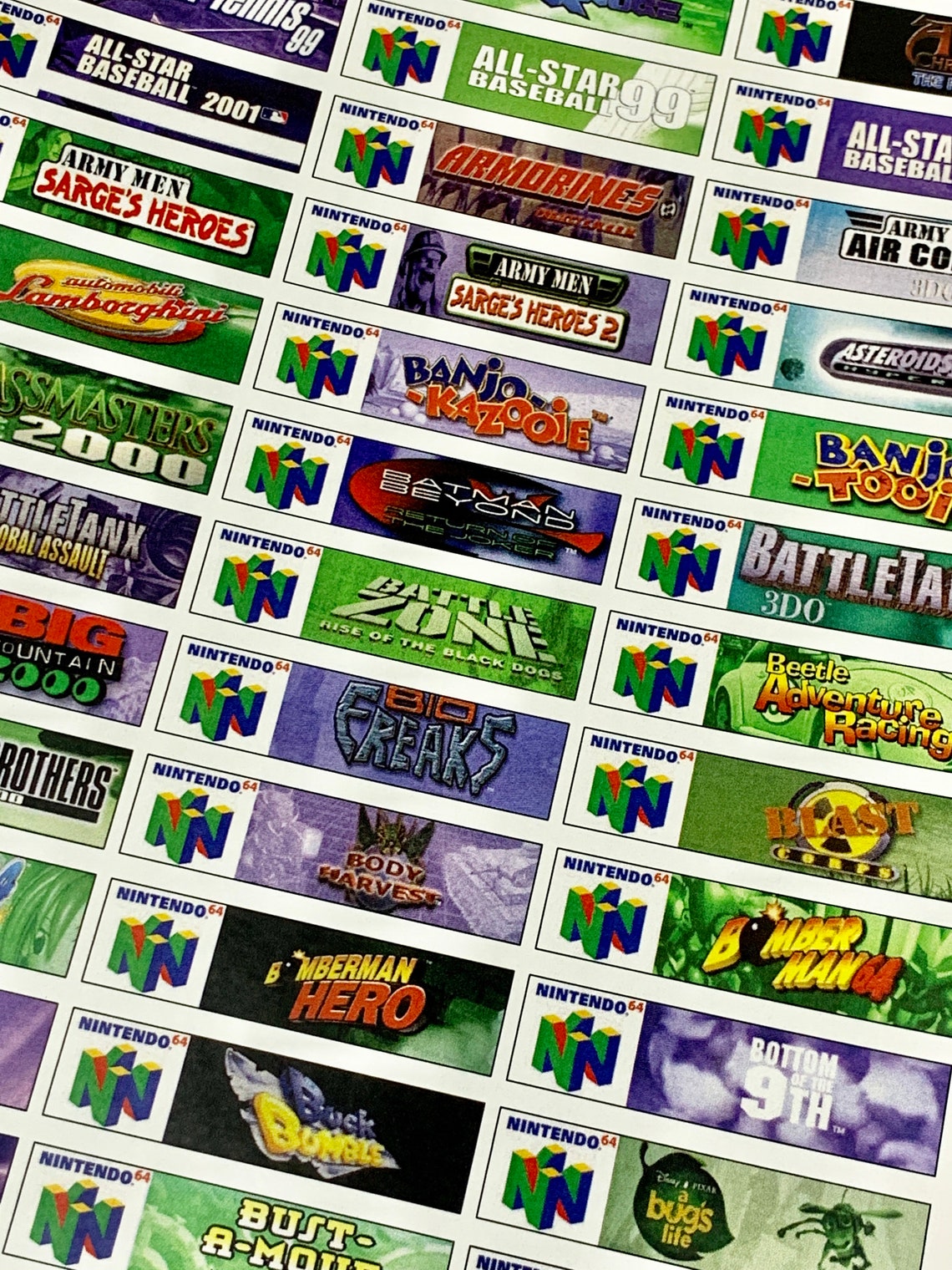 Nintendo N64 cartridge end labels Download PDF and JPG All Etsy