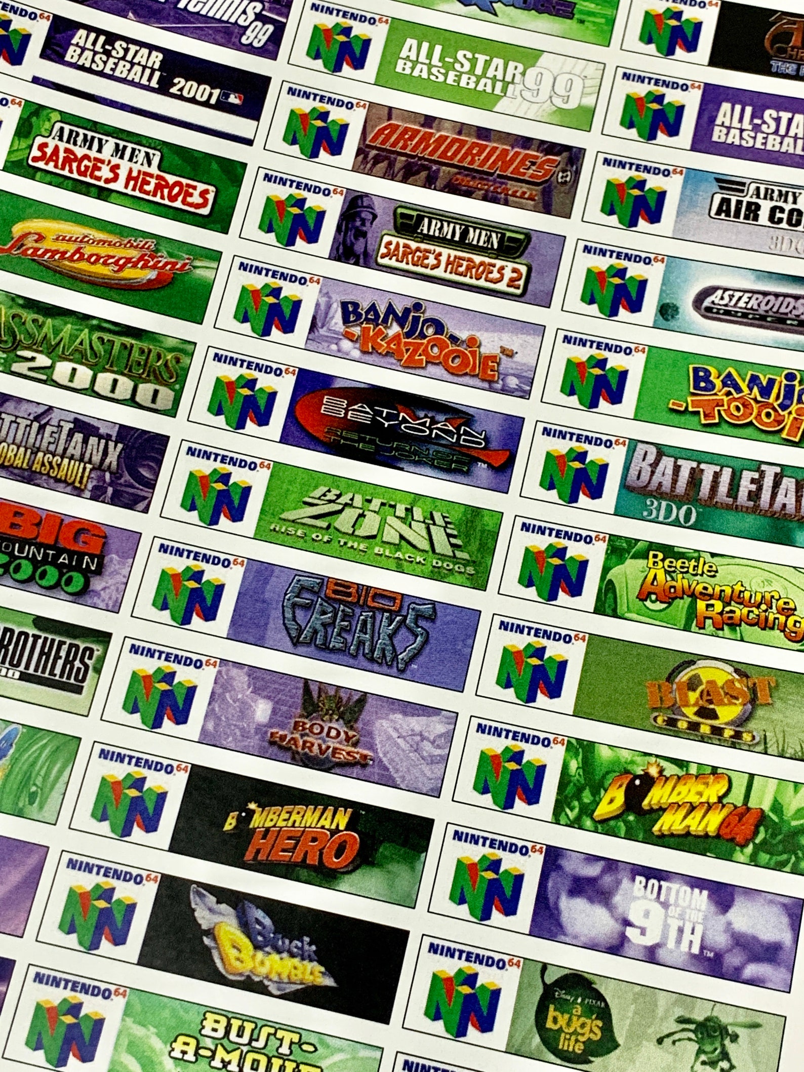 Nintendo N64 cartridge end labels Download PDF and JPG All | Etsy