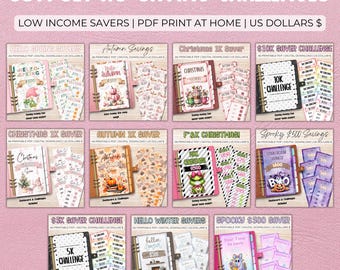 85x Dollar Savings Challenge Bundle | A6 Dashboards + Section Challenges | Printable Cash Stuffing Set | Budget Planner PDF