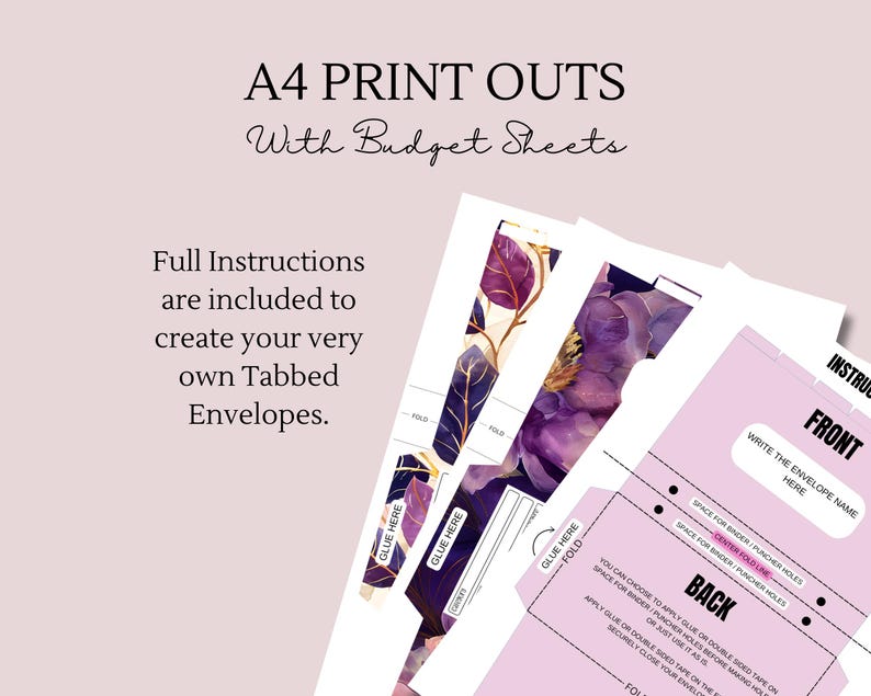 Cash Stuffing Envelopes - A6 PDF Printable DIY Tabbed Wallets, Budget ...