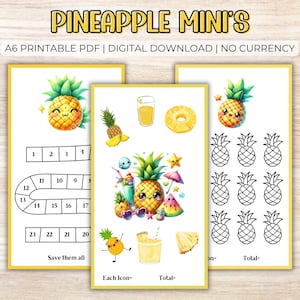 Ananas Mini Cash Stuffing Challenges - A6 PDF Download, Obst Geldspar-Tracker Bundle, Geld sparen, Sparer für geringes Einkommen, Budgetspiel