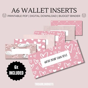 Valentines Blush - Formato PDF A6 para imprimir, billeteras con cierre de cremallera, etiquetas para billeteras, extras para presupuestos, sistema de sobres para efectivo