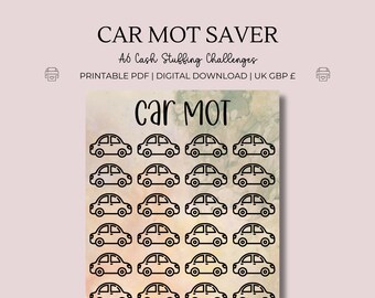 Car MOT Fund Cash Stuffing Saving Challenges - A6 Printable PDF's - Car Funds, Budgeting Yearly, Saving Trackers, Instant Download