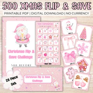 500 Weihnachtsspar-Challenge – A6 Haushaltsmappe zum Ausdrucken | Cash-Füll-Spiel für Mamas | Flip & Save Karten | PDF Download Ohne Währung