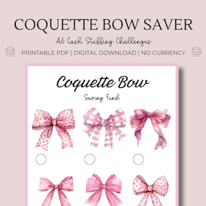 Coquette Bow Saver - A6 Printable PDF Download, Cash Stuffing, Budgeting Challenges, Money Saving Trackers, Budget Binder Inserts US Uk Euro