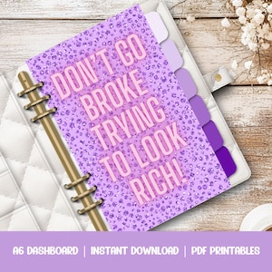 Motivational Quote Dashboards - A6 Printable PDF Download - Budgeting Binder Insert, Cash Stuffing Envelope System, Neon Glitter Design