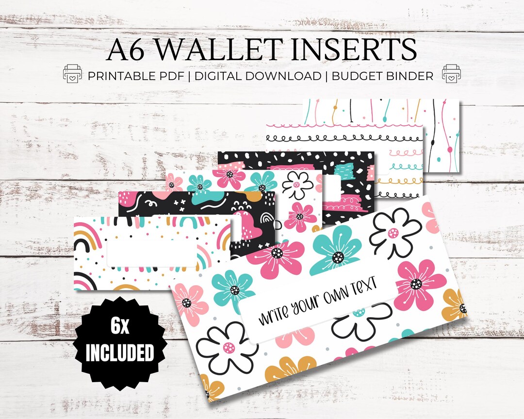 Doodles Bright Inserts - A6 PDF Printable Cash Stuffing, Budget Binder ...