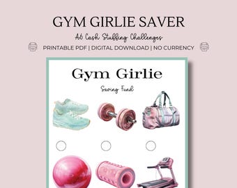 Gym Girlie Saver - A6 Printable PDF Download, Cash Stuffing, Budgeting Challenges, Money Saving Trackers, Budget Binder Inserts US Uk Euro