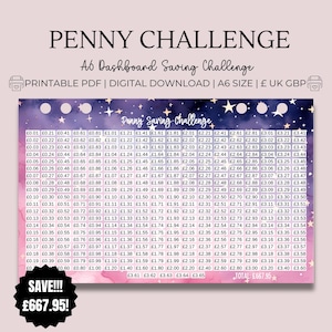 Penny Saver Printable Challenge - A6 Cash Stuffing Tracker, Save 667.95! UK GBP Money Saver, Dashboard Planner, Budgeting by Paycheck Yearly