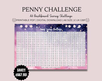Penny Saver Printable Challenge - A6 Cash Stuffing Tracker, Save 667.95! UK GBP Money Saver, Dashboard Planner, Budgeting by Paycheck Yearly