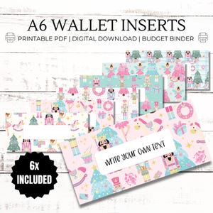 Insertos navideños de Cascanueces: relleno de efectivo imprimible en formato PDF A6, billetera con carpeta de presupuesto, etiqueta con cremallera para billetera, extras para presupuestos, sistema de sobres para efectivo