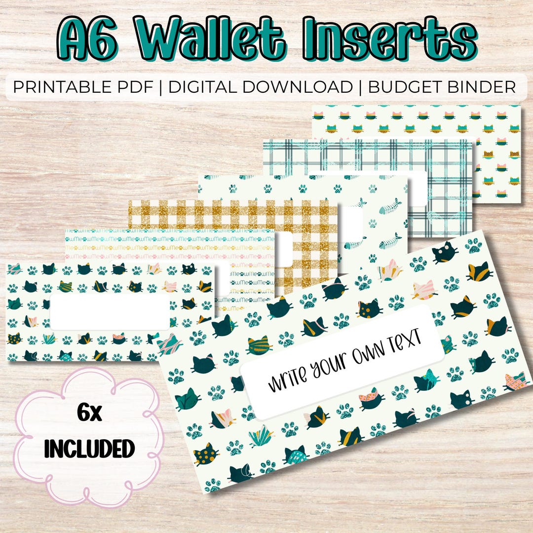 Budget Binder Inserts - A6 PDF Printable Cash Stuffing, Kitten Wallets ...