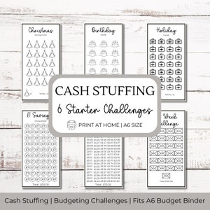 Cash Stuffing Budgeting Starter Bundle in zwart - Thuis afdrukken inclusief kerstmis, cent spaarder, enz. passend voor je A6-budgetmap!