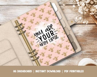 Budget Binder Dashboards - A6 Printable PDF Download - No Limit! Motivational Quote Planner Organiser, Cash Stuffing Extras, RoseGold Bee