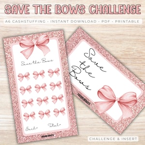 Coquette Bows Saving Challenge | A6 Cash Stuffing Printable | Bow Savings Challenge | PDF Download GBP