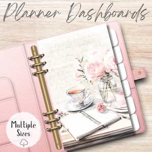 Desk Scene Planner Dashboard - A6 Printable A4 & US PDF Digital Download - Printable Planner Girl Insert, Shabby Chic Cute Divider, Extras