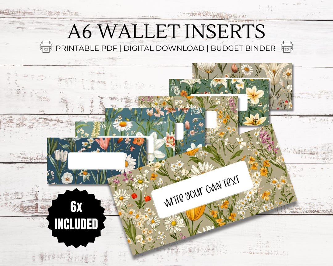 Daisy Floral Inserts - A6 PDF Printable Cash Stuffing, Budget Binder ...