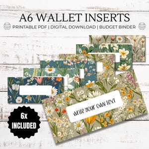 Inserciones con diseño de margaritas: formato PDF A6 para imprimir, relleno de efectivo, billeteras con carpetas de presupuesto, etiquetas con cremallera para billeteras, extras para presupuestos, sistema de sobres para efectivo