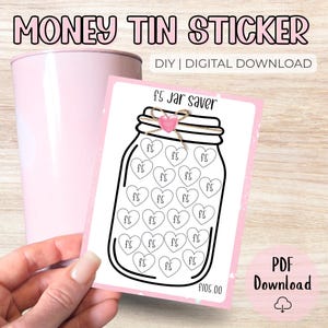 5 Pound Money Challenge Money Tin Sticker – Digital Download | UK Printable Label | Save 105+ | Fun Savings Tracker for Sealed Tins