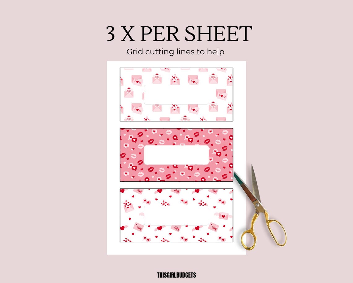 Valentines Inserts - A6 PDF Printable Cash Stuffing, Budget Binder ...