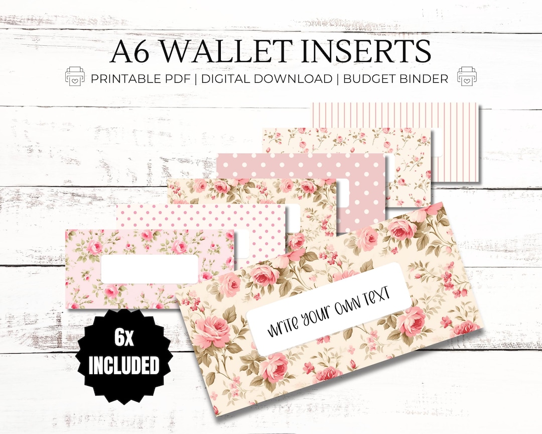 Shabby Chic Inserts - A6 PDF Printable Cash Stuffing, Budget Binder ...