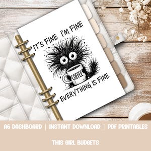 Es ist fein, ich bin fein Crazy Cat Dashboards - A6 druckbare PDF-Download - Budgetierung Binder Insert, Cash Stuffing Envelope System, Wallet Dividers