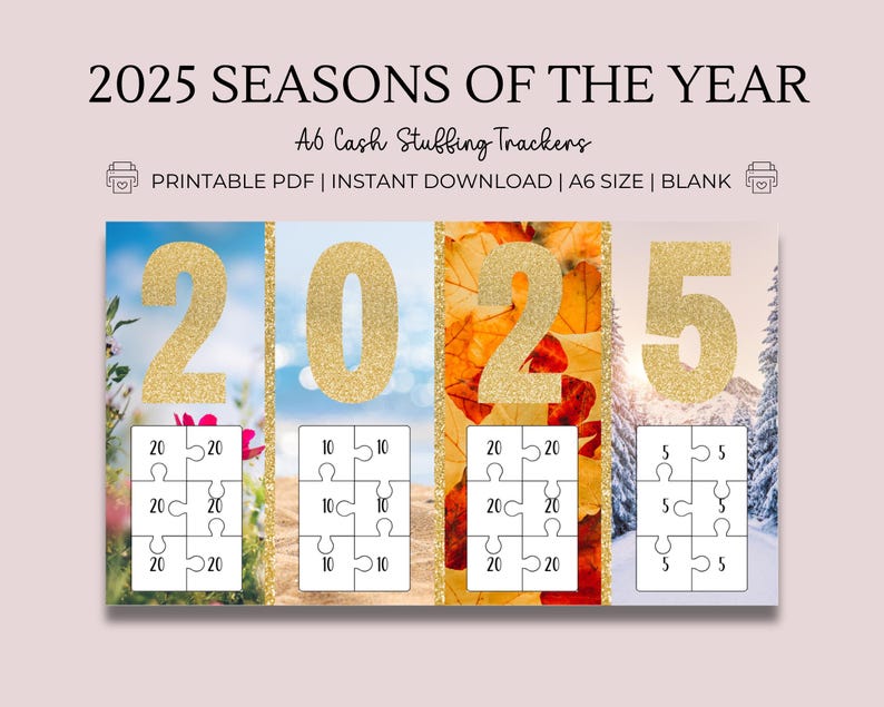 2025 Season Saving Challenge - A6 Digital Download, Yearly Cash ...