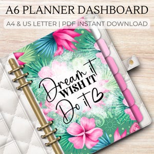 Planner Dashboards - A6 Printable A4 & US PDF Download - Stop Dreaming Motivational Quote Planner Organiser, Cash Stuffing Dividers