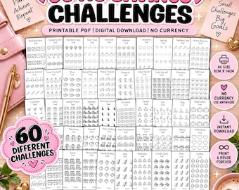 60 Savings Challenges Bundle, No Currency A6 Cash Stuffing Trackers, Printable Savings Challenge