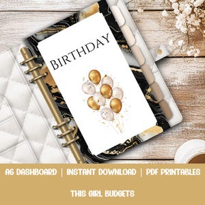 Birthday Planner Dashboards - A6 Printable PDF Download - Budgeting Binder Insert, Cash Stuffing Envelope System, Print at Home Inserts