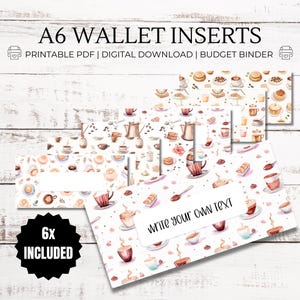 Insertos para café y brunch: formato A6 en formato PDF para imprimir, para rellenar con dinero en efectivo, para guardar billetes, para guardar presupuestos, para etiquetas con cremallera, para añadir dinero en efectivo