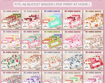 Pacchetto di 120 inserti per portafoglio A6 / Sfide per riempire contanti / Inserti per raccoglitori di budget / Strumenti per il risparmio e il denaro / Set di pianificatori stampabili in PDF