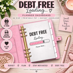 Debt Free Loading Dashboard A6 | Cash Stuffing Budget Binder Insert | Savings Motivation Planner Divider | Printable PDF Instant Download