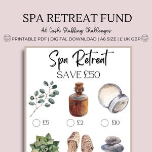 Spa Retreat Saver, A6 Printable PDF, Low Income Savings Tracker, Self Care Cash Stuffing, Luxury Budget Planner, Money Saving Challenge UK