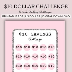 10 Dollar Fund Challenge - A6 Digital PDF Download, USD Dollar Budget Tracker, Cash Stuffing Savings, Low Income Trackers, Low Income Savers