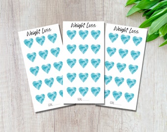 Weight Loss Blue Heart Tracker A6 Binder Sheet | Weight Loss Journal | Self Care Tracker | Weight Loss Goal | Weight loss Journal |