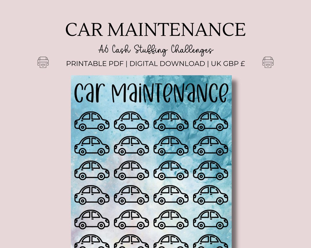 Car Maintenance Fund Cash Stuffing Saving Challenges - A6 Printable Pdf ...