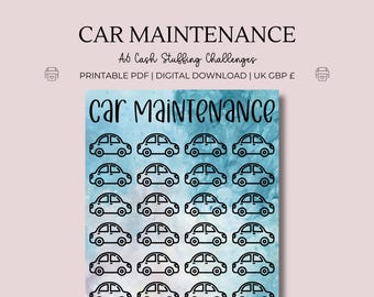 Car Maintenance Fund Cash Stuffing Saving Challenges - A6 Printable PDF's - Car Funds, Budgeting Yearly, Saving Trackers, Instant Download