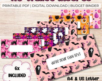 Halloween Spooky Season Wallet Inserts - A6 PDF Printable Cash Stuffing Labels, Envelope Dividers, Wallet Organisation, Money Saving