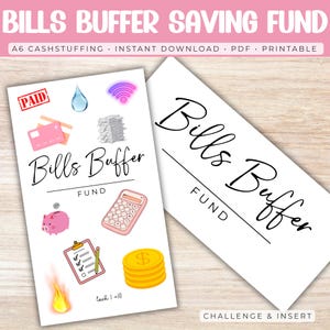 Bills Buffer Savings Challenge A6 Printable PDF | Cash Stuffing Bills Fund Tracker | Budget Binder Insert | Monthly Bills Sinking Fund