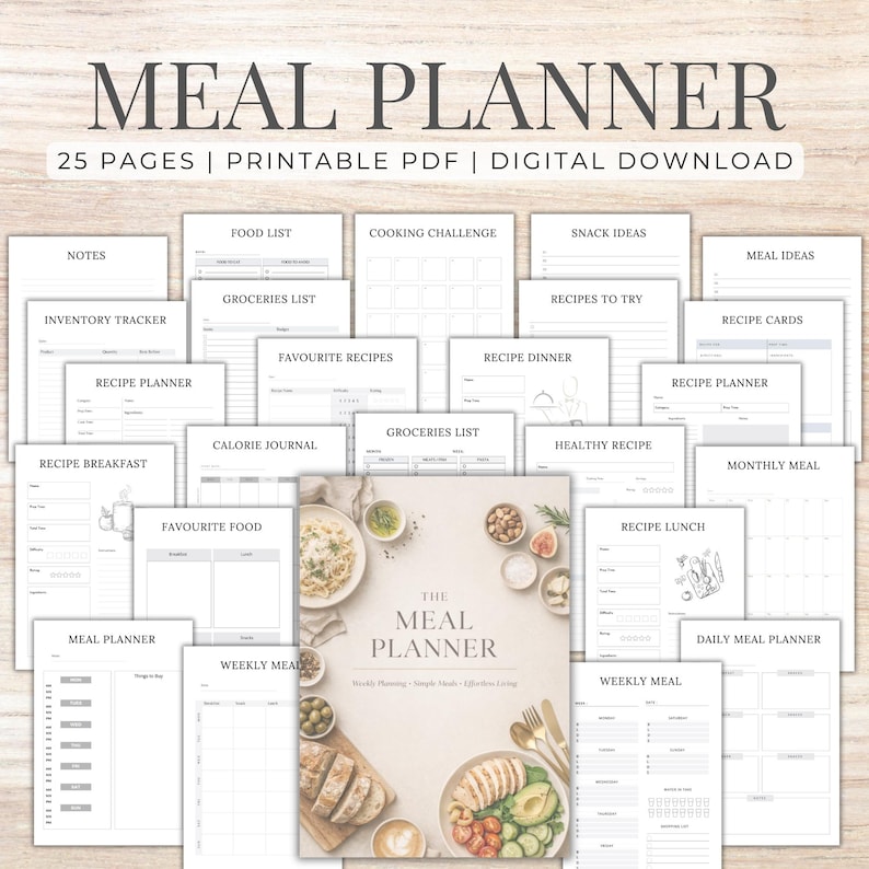 Meal Planner Printable 25 pages
Luxury minimal bundle