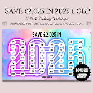 Desafío de ahorro de dinero 2025: paquete de descarga de PDF A6 imprimible, GBP del Reino Unido: presupuesto, relleno de efectivo, ahorro de dinero + inserción de billetera, hoja de efectivo