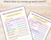 Cash Stuffing Starter Sheets - Beginner Budget Printable - Where Does My Money Go? | A4 PDF Download