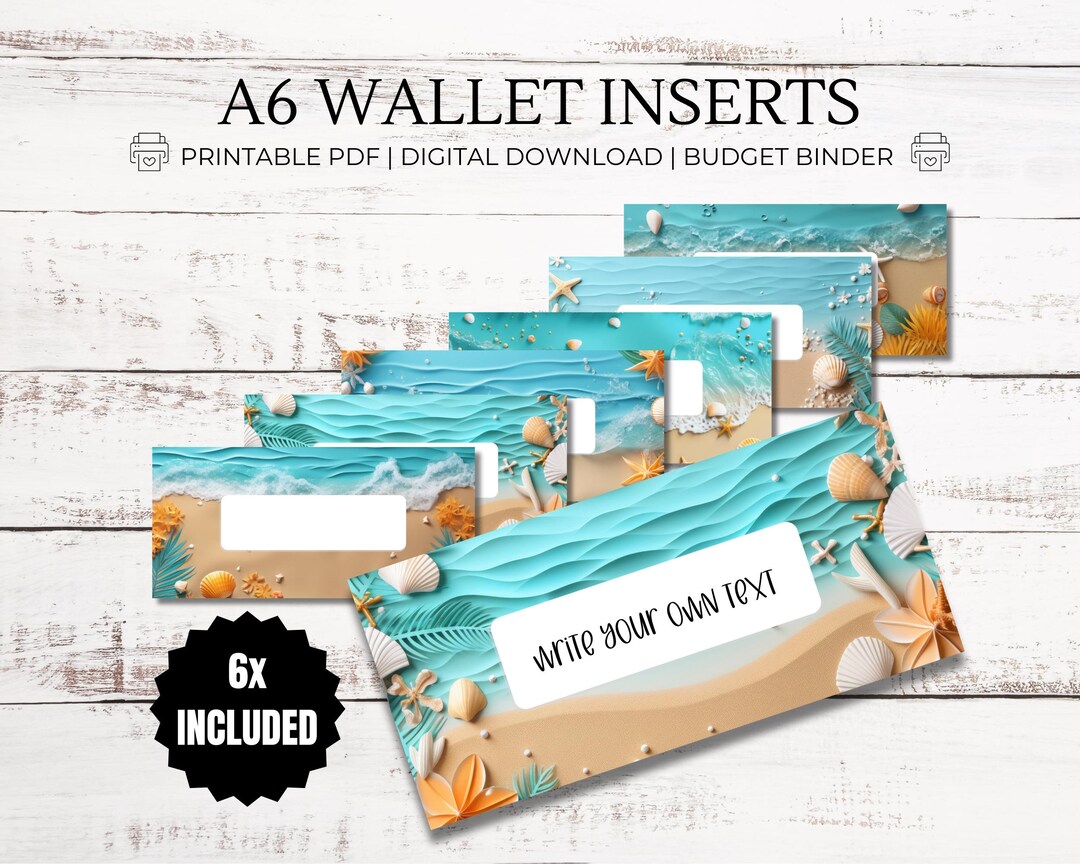 Holiday Beach Inserts - A6 PDF Printable Cash Stuffing, Budget Binder ...