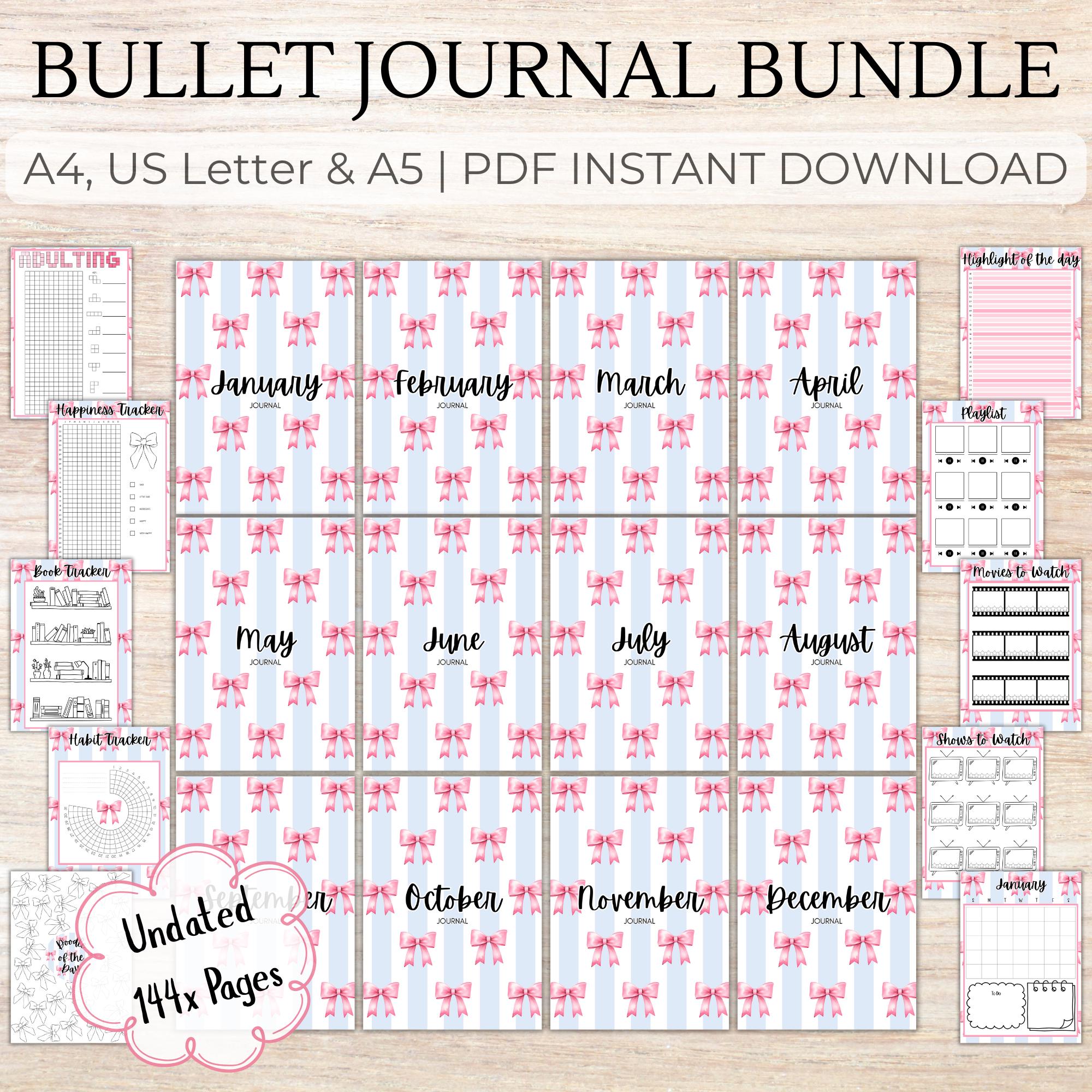 2025 Bullet Journal Bundle - PRINTABLE Pages A4, US & A5, Coloured ...