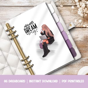 Budget Binder Dashboards - A6 PDF stampabile da scaricare - Girl Boss! Dream Big Motivational Quote Planner Organizer, Cash Stuffing Extras, Regno Unito